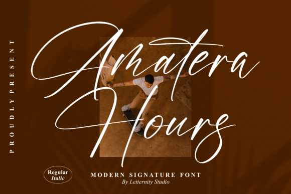 Amatera Hours Script Font for Branding and Design Projects
